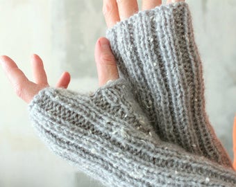 Knit mittens Knit gift sister mitts Knitted long mittens Warm fingerless gloves Hand knit hand warmers Mittens Winter wedding Gift for bride