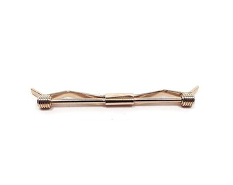 Vintage Collar Bar, Collar Clip, Collar Clasp, Gold Tone, Spiral End, Gentleman Jewelry, Hipster Steampunk, Wedding Accessories, Retro Mens
