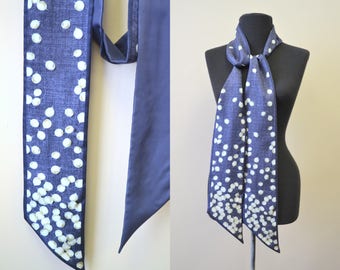 Vintage Navy Printed Silk Sash