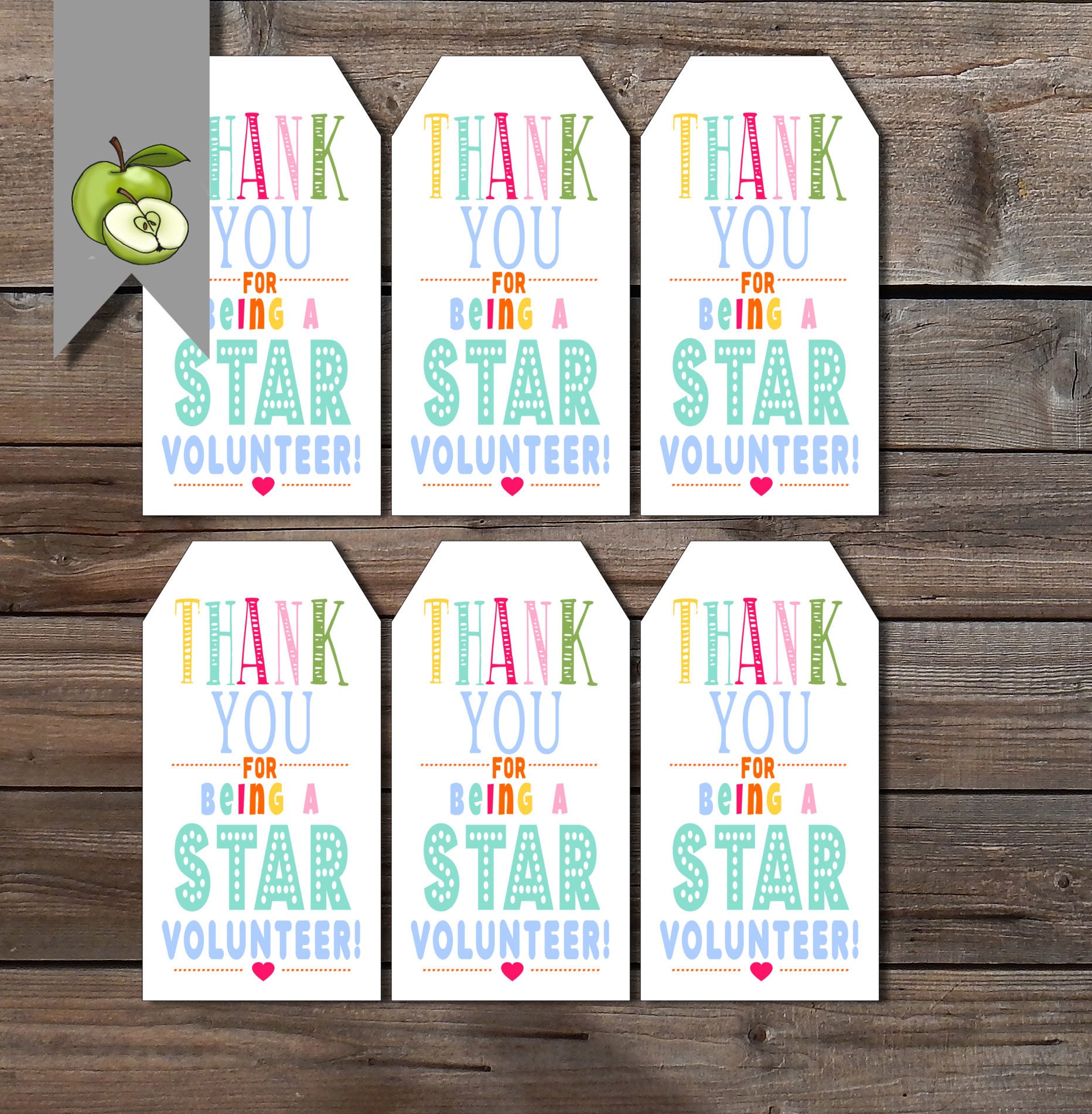 Thank you for being a star volunteer Colourful tags digital