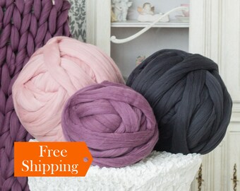 Chunky Yarn SALE! Merino Wool Yarn Giant Yarn Super Bulky Yarn For DIY Arm Knitting Chunky Knit Blanket, Throw Blanket. Gift For Mom