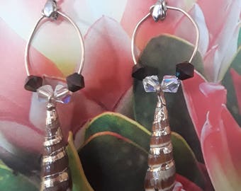 Crystal Shell Dangle Earrings