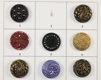 Sm/Med Vintage Glass Buttons - 7/8" in size - Board 2M