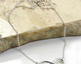 Infinity Necklace - Sterling Silver Adjustable Necklace Jewelry , X412 Gift