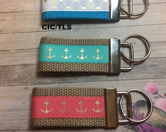 Pineapple Key Fob, Anchor Key Fob, Key Chain Holder, Handmade Key Fobs, Mini, Wristlet