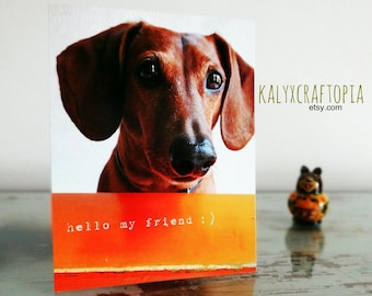 Dachshund Postcard Hello My Friend