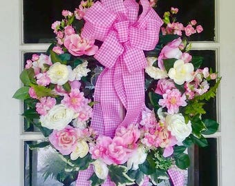 READY TO SHIP | Front Door Wreath | Hospital Wreath | It's a Girl Wreath | Baby Shower Wreath | Floral Wreath | Wreath | Willa Green Home