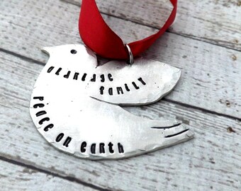 personalized Christmas ornament- Christmas dove ornament- personalized ornament-christmas ornament ornament- family ornament- christmas 2015