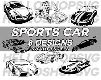 sports car, convertible car, ferrari , lamborghini, super car svg, racing car, silhouette, eps, dxf, png, stencil, vinyl, cut file
