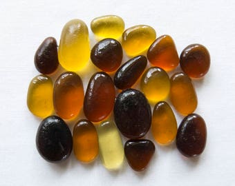 English Sea glass - Brown/Amber/Golden - Lot DC1225