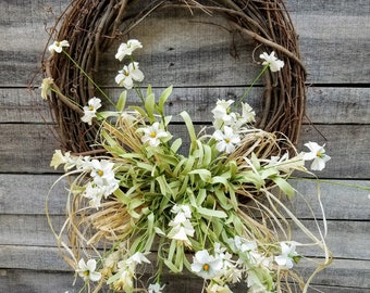 Front door wreaths, Summer wreaths, Home Decor wreaths, Wreath Great for All Year Round - Everyday Wreath, Door Wreath, Cream floral Wreath