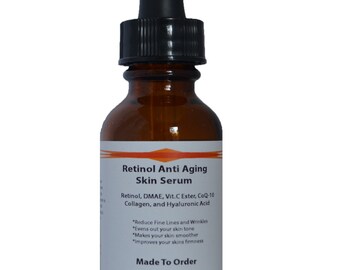 Retinol Anti Aging Skin Serum w/Retinol, DMAE, Vitamin C Ester, CoQ-10, Collagen and Hyaluronic Acid 1.2 oz