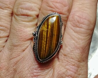 Tigers Eye Statement Ring - Size 6.75
