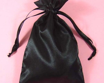 30 Black Satin Bags with Drawstrings, 3"x4", 4"x6", 5"x8", Black Favor Bags, Jewelry Pouches, Satin Jewelry Bags, Satin Gift Bags