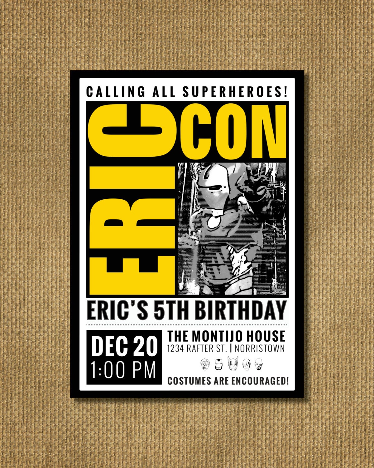 PRINTABLE Comic Con Birthday Invitation