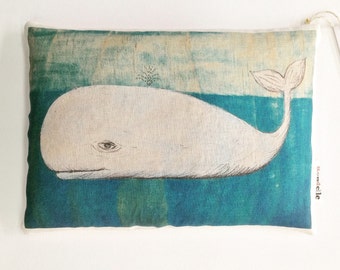 Organic Wheat Bag - Whale illustration