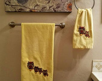 Owl Towels Vintage Set of 2 Adorable Bath Must Have!