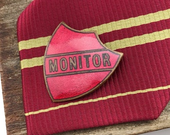 Red enamel pin, enamel pin, pin enamel, red lapel pin, red badge, vintage pin badges, vintage school, vintage enamel pin, prefect badge,