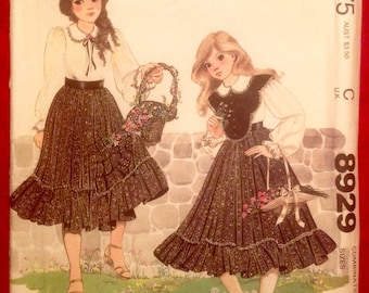 Vintage Girl's Dress and Bib Pattern // McCall's 8929, size 7-8-10, Enchanted Forest, Inc., unused