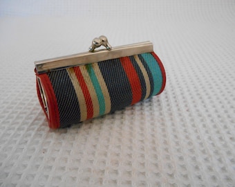 Vintage Mini Purse Fabric Mini Stripey Baguette