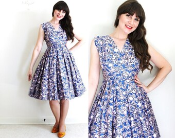 1950s Dress / 50s Dress / 50s Full Skirt Dress