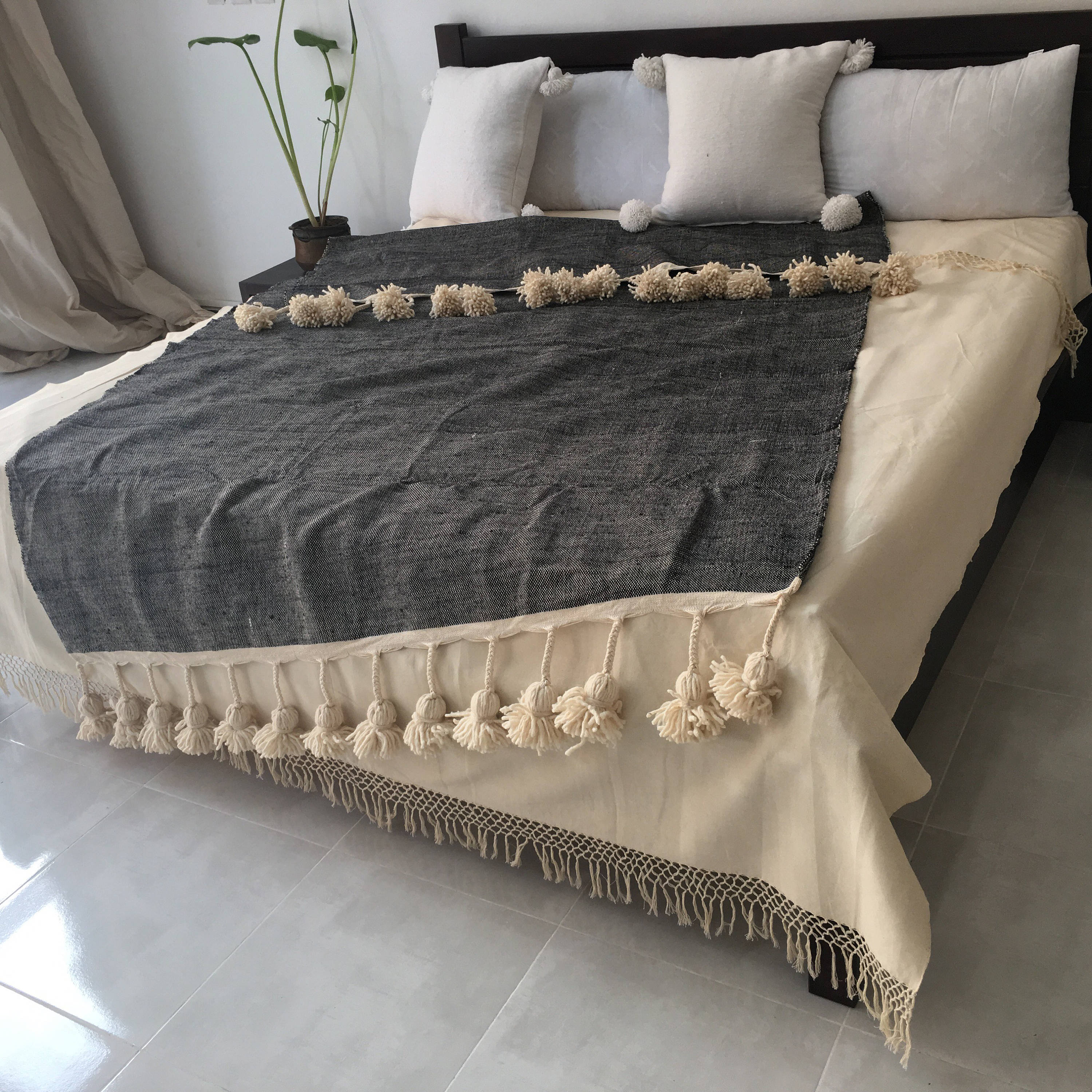 moroccan blanket braided tassels loomed by hand