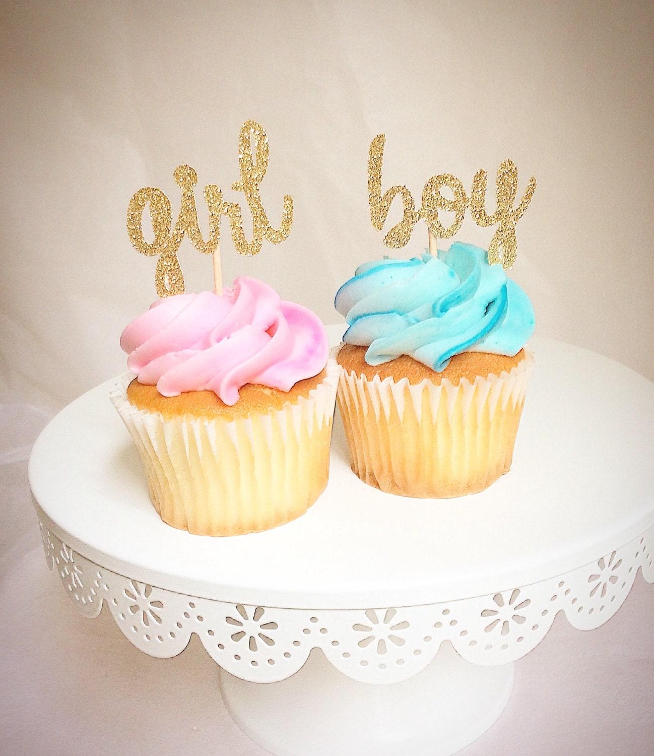 Gender reveal cupcake toppersgender reveal party decorboy or