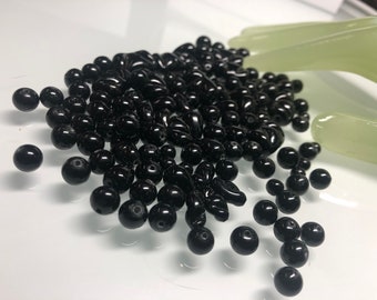 Lot of 4 Ounces Multi Shape Black Glass Bead Costume Jewelry Beads from broken necklace