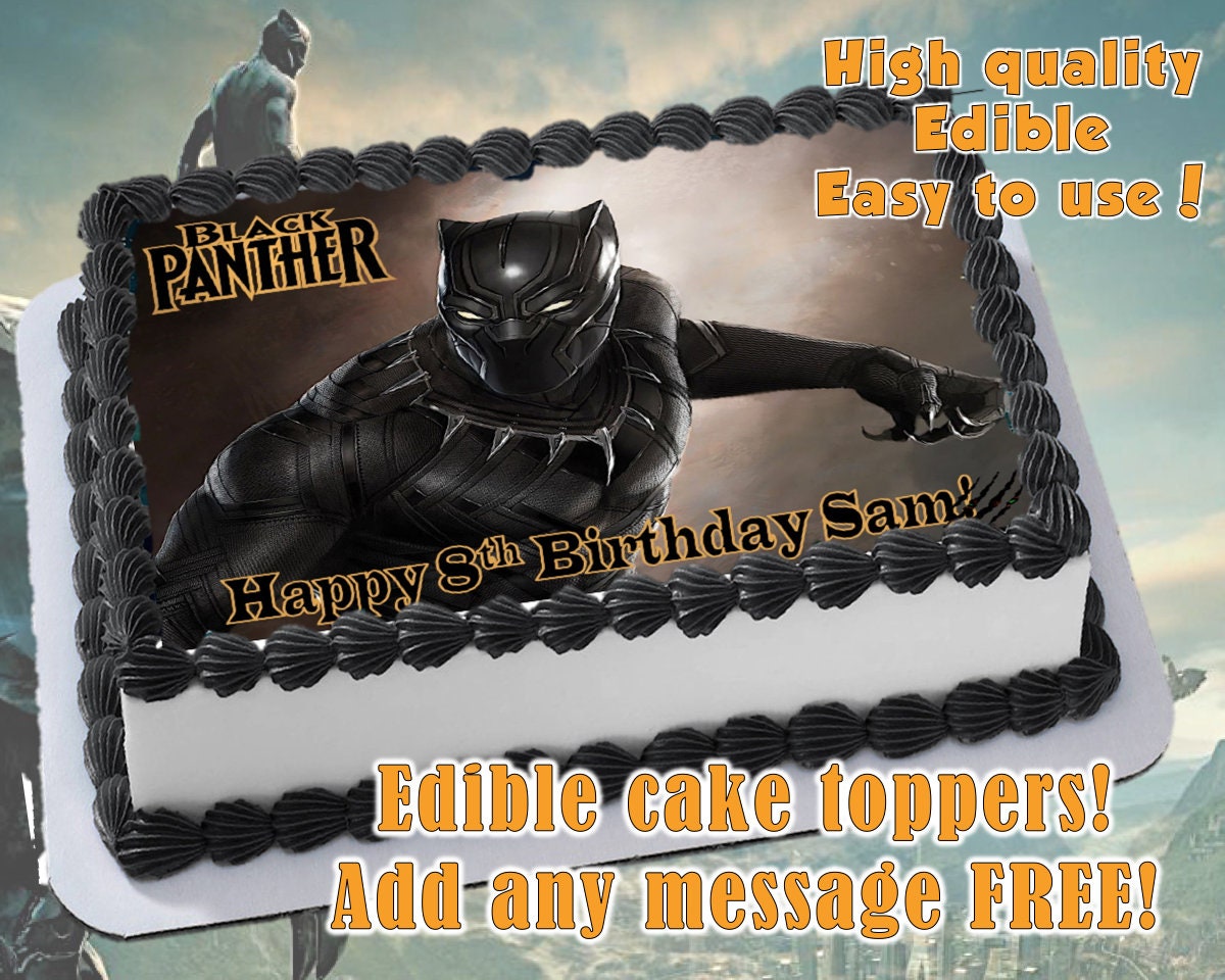 Black Panther cake toppers edible print. Sugar sheet