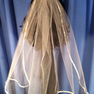 White communion veil with Horse Hair border and scattered stones main image 0