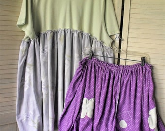 Plus Size 2Pc Set/ Tunic and Funky Bottom/ Casual Funwear/ 3-5X Clothing/ Stripe, Print, Polkadots/ Appliques/ Sheerfab Handmade