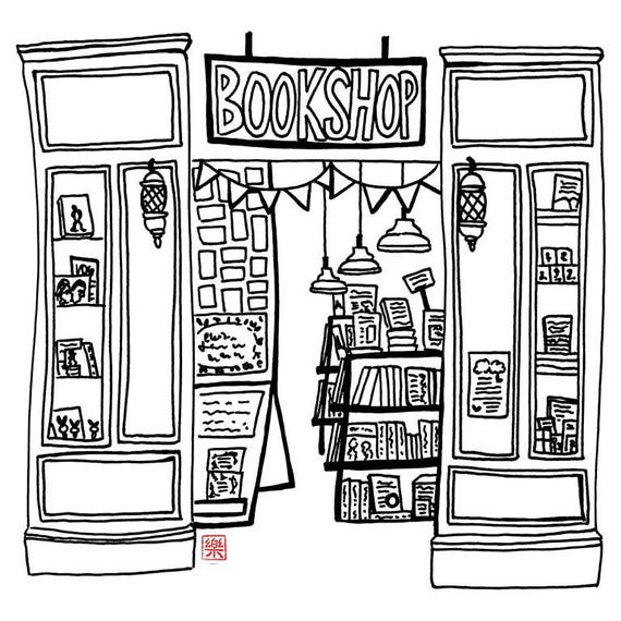 Download Printable art Melbourne bookshop/ hand drawn/ sketch/