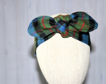 Rockabilly Flannel Green and Red Head Scarf