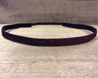 Chocolate Copper Sparkle Nonslip Headband, Noslip Headband, Workout Headband, Sports Headband, Running Headband, Athletic Headband