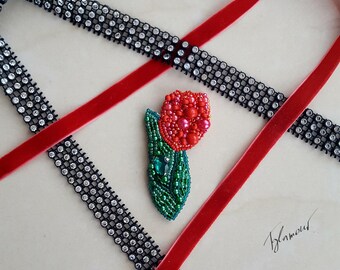 Brooch beaded Tulip - Broche beaded Tulip