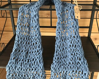 Traditional/Straight Scarf #139 - Steel Blue, Rod-Knit