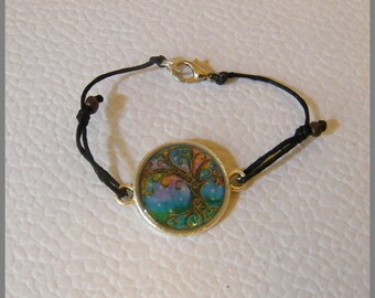 "Magical tree" - resin Cabochon and silver bracelet
