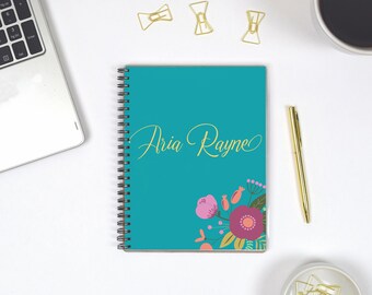 Bullet Journal Personalized Spiral Notebook, Personal Notebook Personalized for Her, Dot Grid Journals for Women, Graph Paper Journal A5