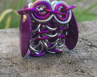 Purple/Fuschia Owl Chainmaille Pendant
