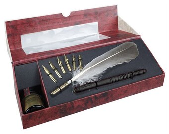Calligraphy Feather Pen Set with Ink
