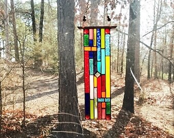 Pristine stained glass panel gift glass art and collectibles stained glass window suncatcher