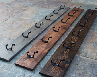 Coat Rack / Rustic Weathered / 48" Long 6" Wide / 6 Hooks / Custom Dimensions Available