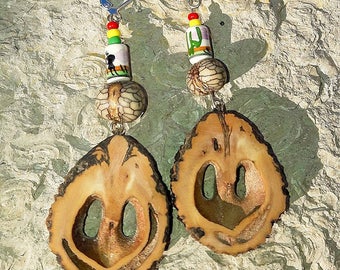 Earrings nuts American black walnut.