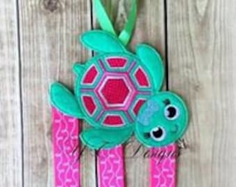 Turtle Bow Holder Sea Turtle Clippie Keeper Embroidery File