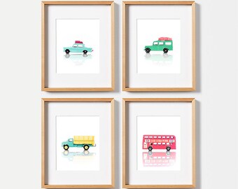 Boy nursery decor, Gallery wall art, PRINTABLE art, Boys room wall art, Vintage car decor, Nursery prints, Boys room decor, Kids room art