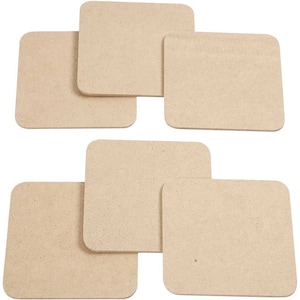 Plain Coasters Set - Square Wood Coaster x 6 - MDF Paint Decorate Craft Home Gift
