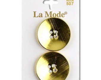 Satin Gold 1 1/8"button. La Mode. 2 buttons a card.