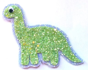 Quirky Cute Kitsch Glittery Dinosaur Hair Clip or Brooch