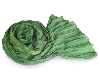 Green silk scarf, green scarf, green chiffon scarf, silk scarf, crinkle chiffon scarf, womens scarves, silk chiffon, kelly green, spring