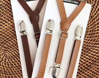 Leather Suspenders, Leather Toddler Suspenders, Leather Baby Suspenders, Leather Kid Suspenders,Leather Little Boy Suspenders,Rustic Wedding